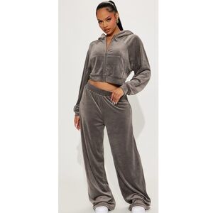NWT Fashion Nova Gray Velour Tracksuit